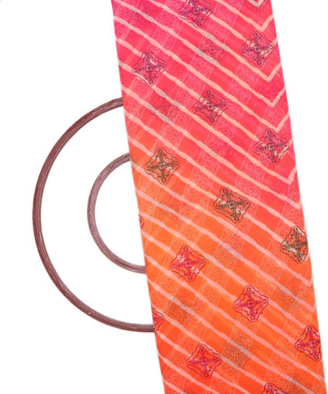 orange colour lehariya print viscose georgette fabric